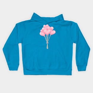 Bouquet of Pink HEARTS Balloons Kids Hoodie